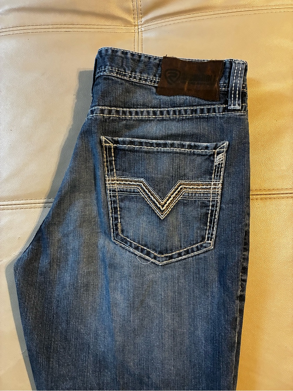Desigual Men’s Blue Straight Jeans with Contrast Pocket Stitching